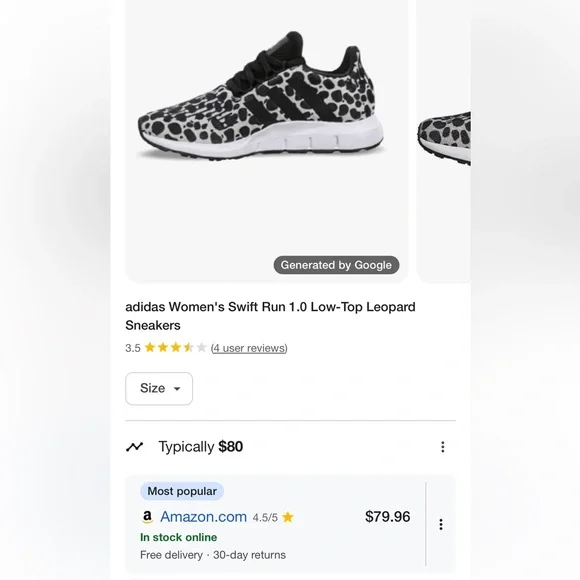 Adidas Swift Run 1.0 Low Top Leopard Sneakers 6.5 Women’s - Picture 9 of 9